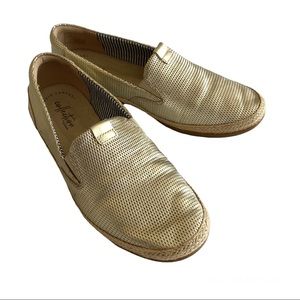 Clarks Shoes Collection Women’s 7.5 Espadrilles Gold Slip On Casual Coastal Boho